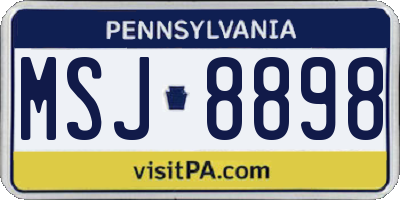 PA license plate MSJ8898