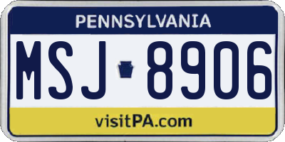PA license plate MSJ8906