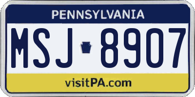 PA license plate MSJ8907