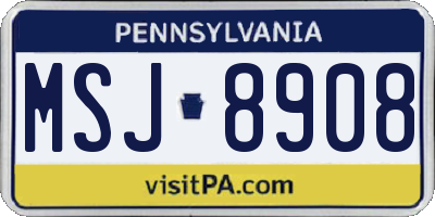 PA license plate MSJ8908