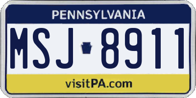 PA license plate MSJ8911