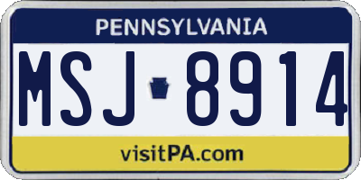 PA license plate MSJ8914