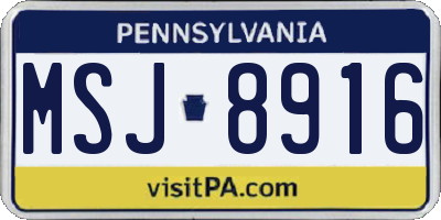 PA license plate MSJ8916