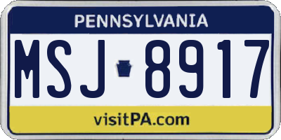 PA license plate MSJ8917
