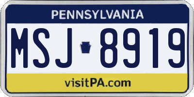PA license plate MSJ8919