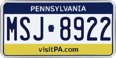 PA license plate MSJ8922