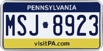 PA license plate MSJ8923