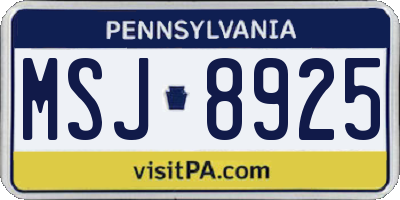 PA license plate MSJ8925