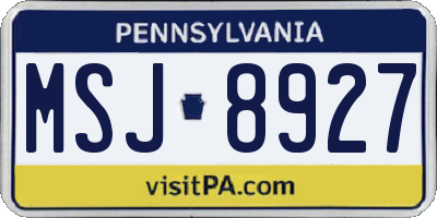 PA license plate MSJ8927