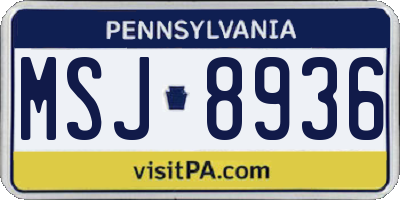 PA license plate MSJ8936