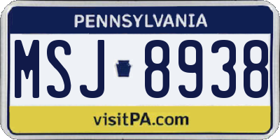 PA license plate MSJ8938