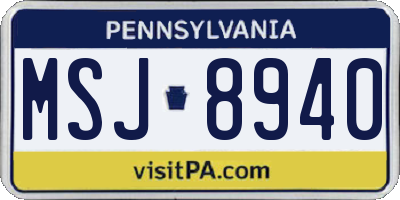 PA license plate MSJ8940