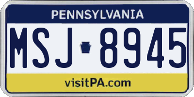 PA license plate MSJ8945