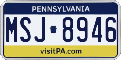 PA license plate MSJ8946