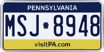 PA license plate MSJ8948