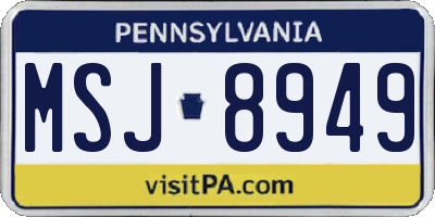 PA license plate MSJ8949