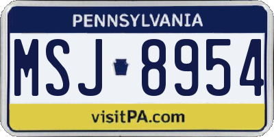 PA license plate MSJ8954