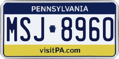 PA license plate MSJ8960