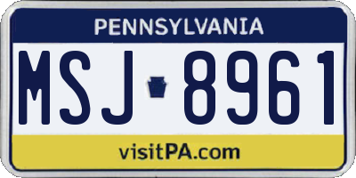PA license plate MSJ8961
