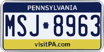 PA license plate MSJ8963