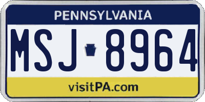 PA license plate MSJ8964