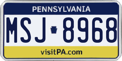 PA license plate MSJ8968