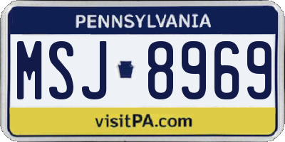PA license plate MSJ8969