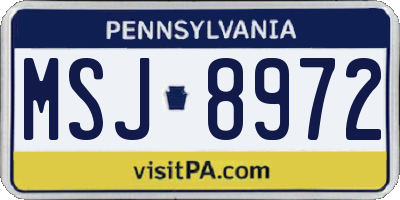 PA license plate MSJ8972