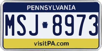 PA license plate MSJ8973