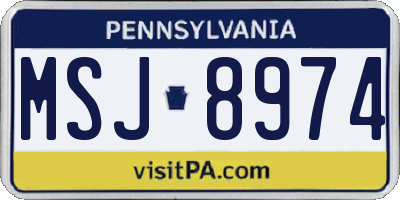 PA license plate MSJ8974