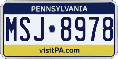 PA license plate MSJ8978