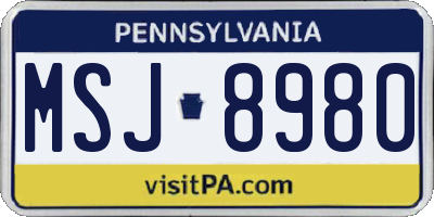 PA license plate MSJ8980
