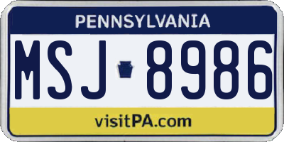 PA license plate MSJ8986
