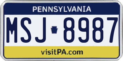 PA license plate MSJ8987
