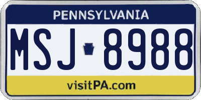 PA license plate MSJ8988