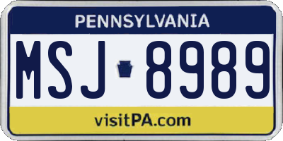 PA license plate MSJ8989