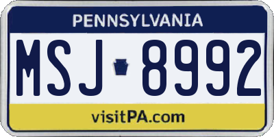 PA license plate MSJ8992