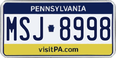 PA license plate MSJ8998