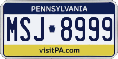 PA license plate MSJ8999
