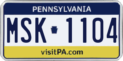 PA license plate MSK1104
