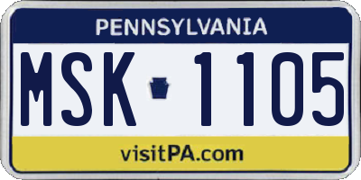 PA license plate MSK1105