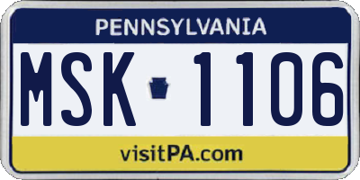 PA license plate MSK1106
