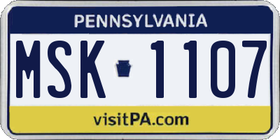PA license plate MSK1107