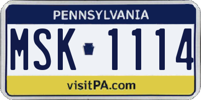 PA license plate MSK1114