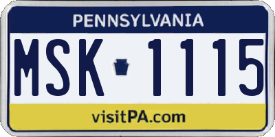 PA license plate MSK1115
