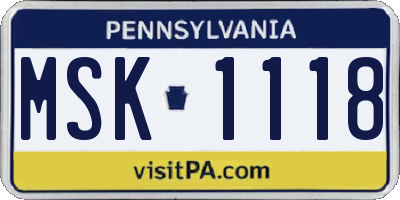 PA license plate MSK1118