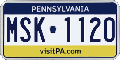 PA license plate MSK1120