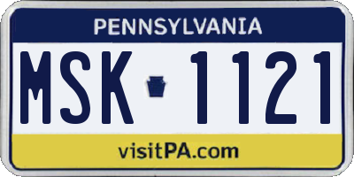 PA license plate MSK1121