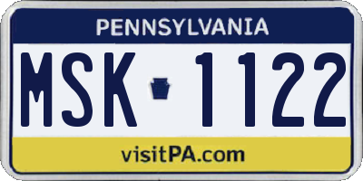 PA license plate MSK1122