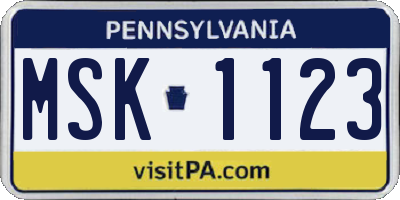 PA license plate MSK1123